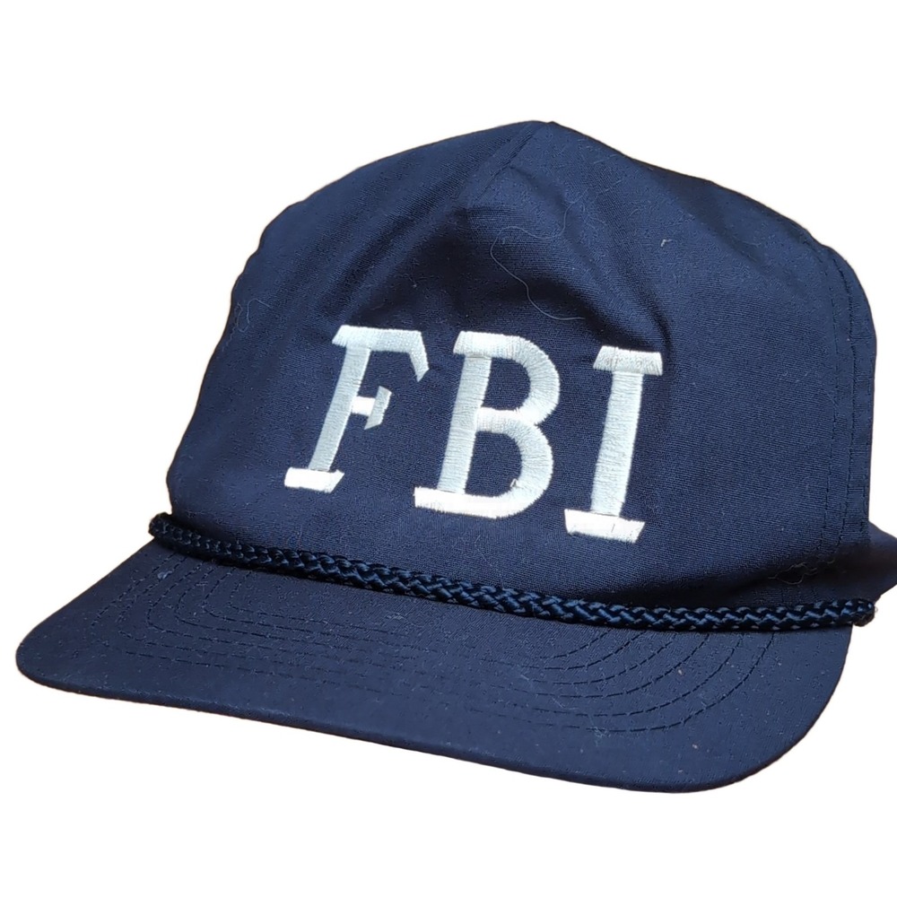 Vintage Otto Cap FBI Baseball Hat Navy Blue Rope Strapback Cap One Size